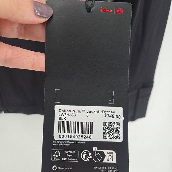 NWT Lululemon Disney x Lululemon *Define Jacket Nulu - 8 Black - Picture 9 of 12